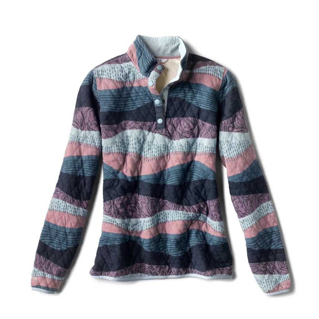 Orvis Women's Printed Outdoor Quilted Snap Sweatshirt in Purplearth